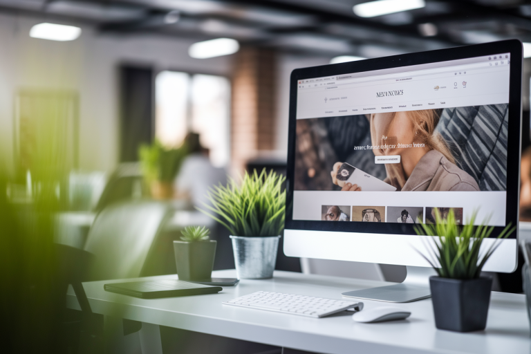 bureau-minimaliste-ecran-ecommerce-plantes