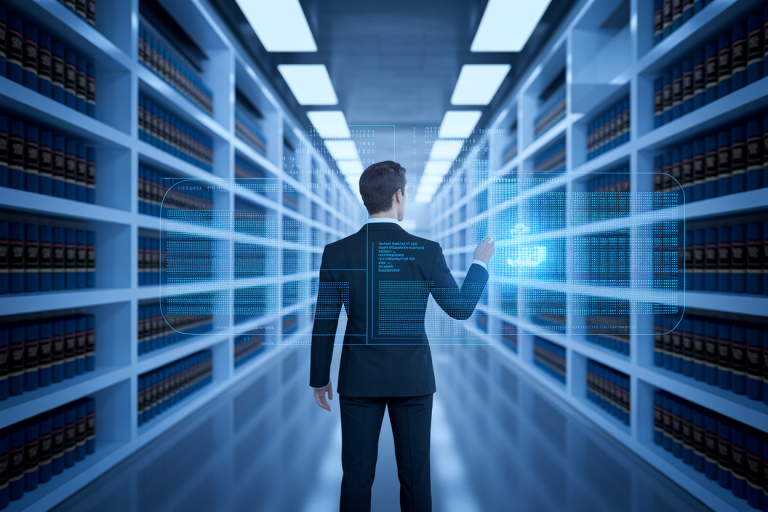 jeune-professionnel-hologramme-bibliotheque-droit