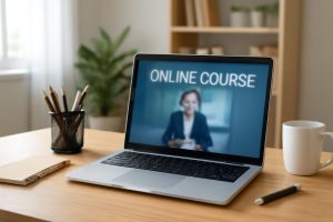 bureau-ordinateur-vert-livre-etude