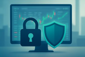 ecran-trading-cadenas-bouclier-bureau