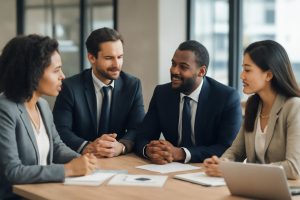 groupe-professionnels-bureau-moderne-discussion