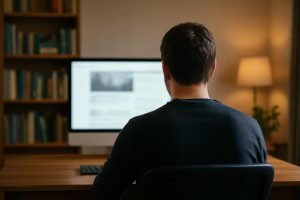 personne-bureau-maison-moniteur-bibliotheque