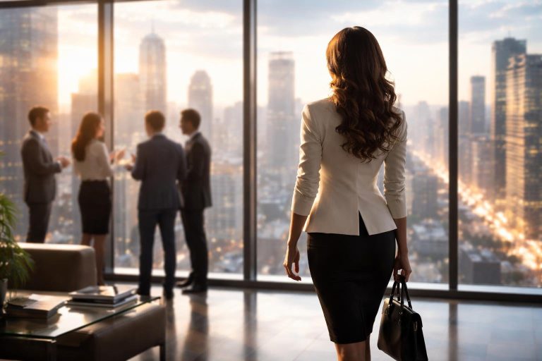 femme-elegante-fenetre-bureau-ville