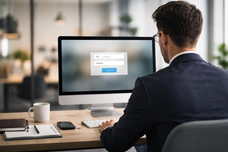 professionnel-bureau-moderne-ecran-connexion