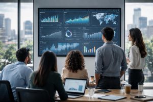 bureau-moderne-professionnels-graphiques-ecran