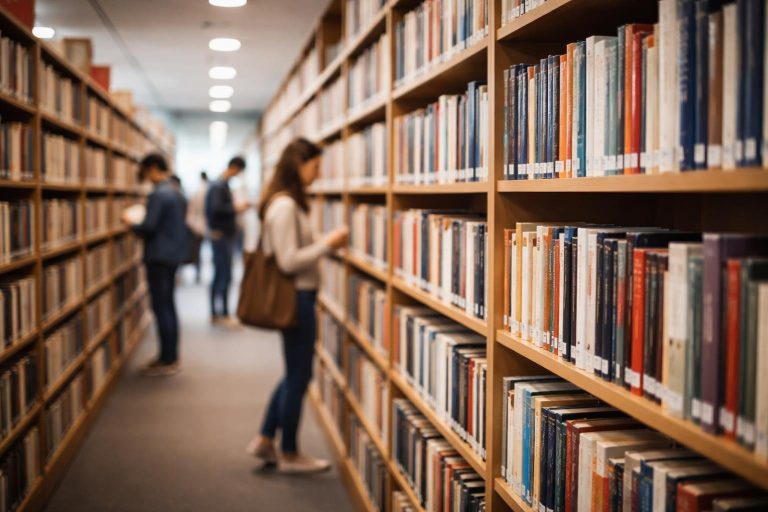 bibliotheque-moderne-livres-personnes-floues