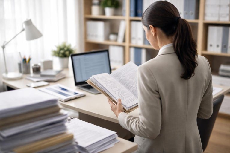 bureau-moderne-personne-documents-ordinateur