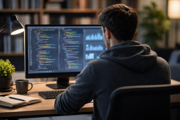 bureau-moderne-ordinateur-code-livres-technologie