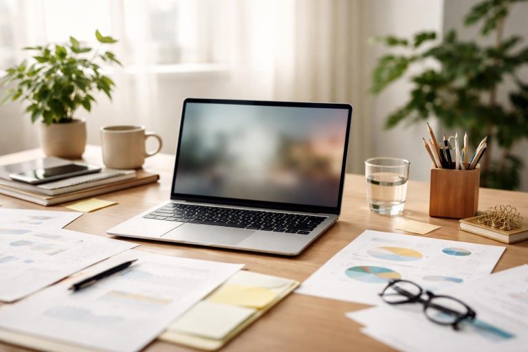 bureau-moderne-ordinateur-papiers-lumiere