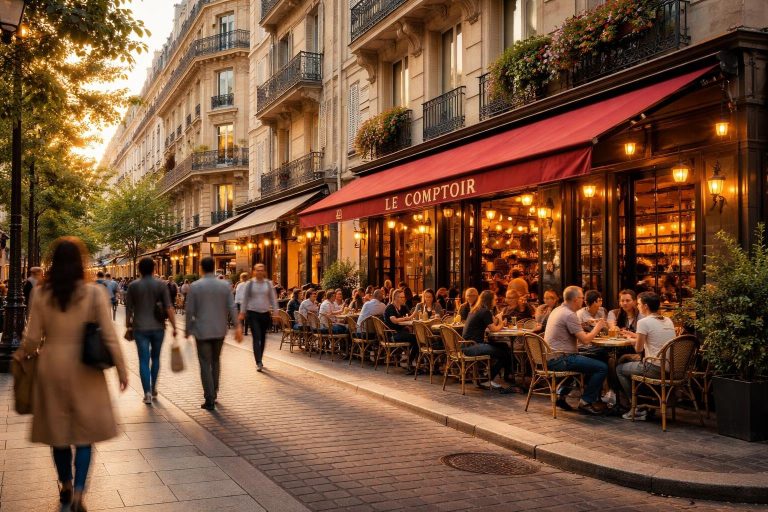 rue-parisienne-façades-cafe-terrasse