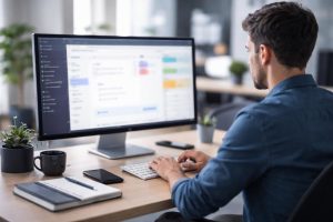 bureau-moderne-personne-ordinateur-clavier